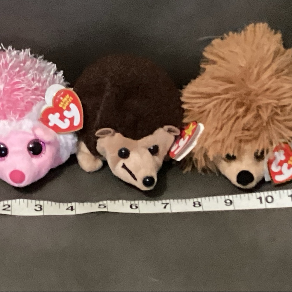 Ty Beanie Babies Hedgehog Set with tags  - Cream, Brown, Pink Collection - Picture 7 of 8